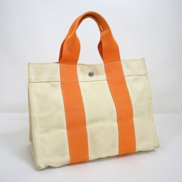Hermes Handbags - Hermes Bora PM White Orange Canvas Tote X